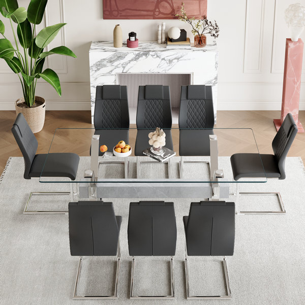 Mercer41 7-Piece Glass Top Dining Table Sets | Wayfair